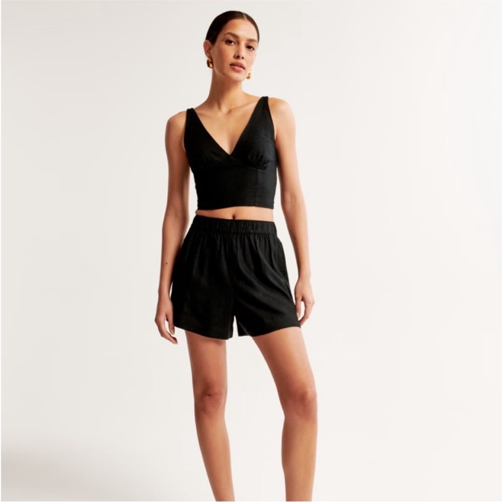 Abercrombie & Fitch Linen-Blend Pull-On Short Black XS